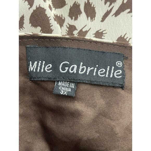 Mlle Gabrielle Animal Print Chiffon V Neck Dress Size 3X - Picture 6 of 8
